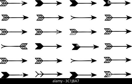 Handgezeichnetes Pfeilmuster Tribal & Boho Vektor Set Stock Vektor