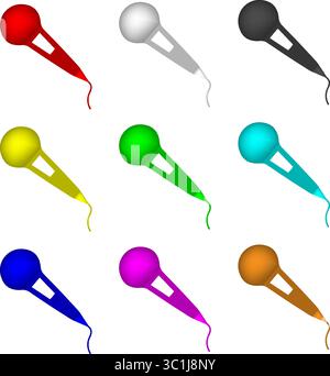 Buntes Mikrofon-Symbol-Set - Verschiedene Farben Mikrofon-Vektor-Grafik Stock Vektor