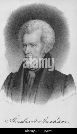 3. Februar 2016: Andrew Jackson (1767-1845), Siebter Präsident der Vereinigten Staaten, Head and Shoulders Portrait, von Albert Newsam, P. S. Duval, Lithograph, Philadelphia (Credit Image: © JT Vintage/Glasshouse Via ZUMA Wire) Stockfoto