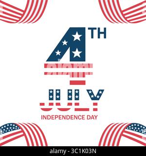 Patriotischer 4. Juli Unabhängigkeitstag Typografie Design Stock Vektor