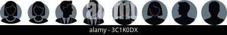 Set von Symbolen für Personenprofil Avatar Silhouette Stock Vektor