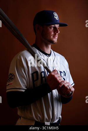 21. Februar 2019: Peoria, ARIZONA, USA: San Diego Padres Outfielder Wil Myers am 21. Februar 2019. (Bild: © K.C. Alfred/San Diego Union-Tribune Via ZUMA Wire) Stockfoto