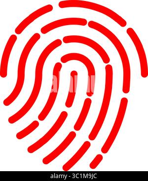 Rotes Fingerabdrucksymbol – Sicherheits- Und Identitätssymbol Stock Vektor