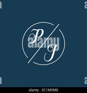 Initial Letter PJ-Logo-Monogramm mit kreisförmiger Linienvektorgrafik Stock Vektor