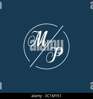 Initial Letter MP-Logo-Monogramm mit kreisförmiger Linienvektorgrafik Stock Vektor