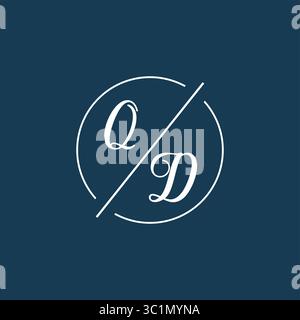 Initial Letter QD-Logo-Monogramm mit kreisförmiger Linienvektorgrafik Stock Vektor