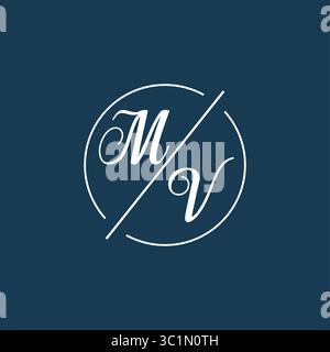 Initial Letter MV Logo Monogramm mit kreisförmiger Linie Stil Vektor Grafik Vektor Grafik Stock Vektor