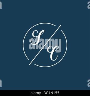 Initial Letter SC-Logo-Monogramm mit kreisförmiger Linienvektorgrafik Stock Vektor