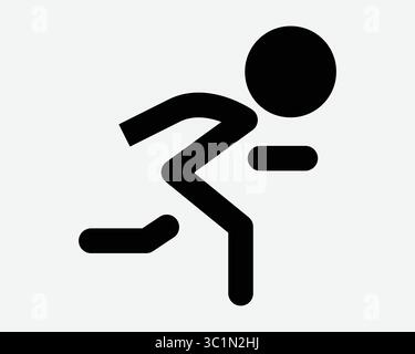 Mann Running Stick Figur Lauf Läufer Athlet Rennen Wettbewerb Start Startlinie Dash Sprint Schwarz Weiß Symbol Symbol Vektor Illustration Kunstwerk Stock Vektor