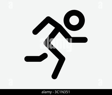 Stick Figur Running Man Runner Athlet Sprinting Dash Dashing Rennen Fast Start Line Schwarz Weiß Symbol Symbol Vektor Illustration Artwor Stock Vektor