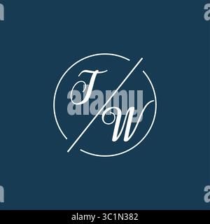 Initial Letter TW-Logo-Monogramm mit kreisförmiger Linienvektorgrafik Stock Vektor