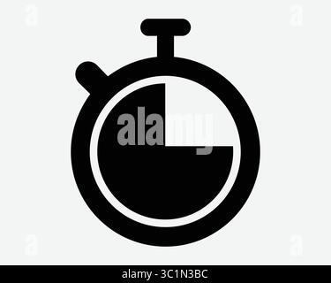 Stoppuhr Countdown Timer Zeit Stoppuhr Countdown Rennen Deadline Alarm Timing Sekunden Minuten Schwarz Weiß Symbol Symbol Symbol Vektorabbildung Artwo Stock Vektor