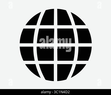 Sphere Ball Global Round World Worldwide Grid Square Frame Earth Planet Business Network Disco Schwarz Weiß Symbol Symbol Vektor Illustration Artwor Stock Vektor