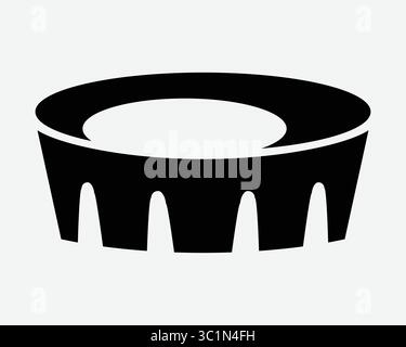 Stadion Arena Sports Center Struktur Wettbewerb Spiel Gebäude Kreis Runde Turnier Schwarz Weiß Symbol Symbol Vektor Illustration Kunstwerk Stock Vektor