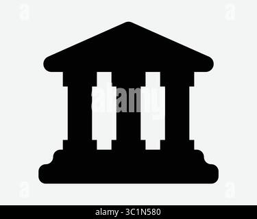 Klassisches Altes Regierungsgebäude Bank Universität College Gerichtsgebäude Struktur Säule Säule Säule Schwarz Weiß Symbol Symbol Vektor Illustration Kunstwerk Stock Vektor
