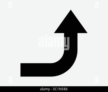 Nach Rechts Abbiegen Nach Oben Wendepfeil Richtung Navigationspunkt Zeigt Eingabe Vor Eingang Ausgang Wegpfad Symbol Schild Symbol Schwarzweiß Illustrationsdiagramm Stock Vektor