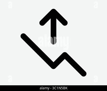 Aufwärtstrend Aufwärtstrend Liniendiagramm Aktienpreis Verkauf Gewinn Geschäftsmarkt Pfeil Verbesserung Schwarzweiß Illustration Grafik Grafik Bildmaterial Symbol Stock Vektor