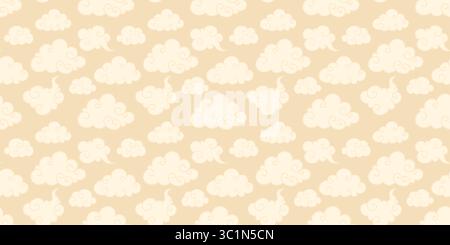 Orientalische Chinesische Wolken Nahtloses Muster. Beige, elegantes Luxusmuster für das traditionelle chinesische Neujahr. Handgezeichnetes japanisches Vintage-Muster Stock Vektor