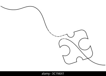 Puzzlesymbole kontinuierliche Zeichnung mit Problemlösung isolieren Sie die Vektorgrafik der Umrisslinie Stock Vektor