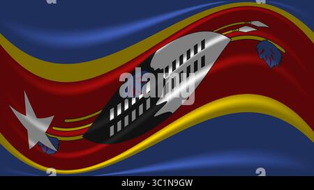 Wehende Flagge von Eswatini (Swasiland) - Nationalsymbol und Kultur Stock Vektor