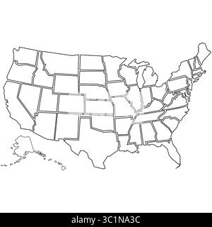 Leere Umrisskarte der Vereinigten Staaten mit Staatsgrenzen Stock Vektor