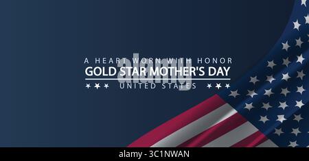 Ein Herz im Honor Gold Star Tribute Design Stock Vektor