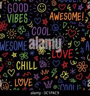 Tolles nahtloses Doodle-Muster. Hand gezeichnetes Vektormuster für Web, Design, andere grafische Design-Verwendung Stock Vektor