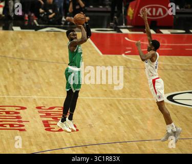 11. März 2019 Los Angeles, CA. Boston Celtics Garant Jaylen Brown #7 Shoots während der Boston Celtics vs Los Angeles Clippers im Staples Center am 11. März 2019. (Foto von Jevone Moore)(Credit Image: &Copy; Jevone Moore / Cal Sport Media/CSM via ZUMA Wire) Stockfoto