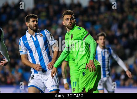 15. März 2019 - San Sebastian, Guipuzcoa, Spanien - Bürgermeister von Levante in Aktion während der spanischen Meisterschaft La Liga, Fußballspiel zwischen Real Sociedad und Levante, 15. März, im Anoeta-Stadion in San Sebastian, Spanien. (Kreditbild: © AFP7 via ZUMA Wire) Stockfoto