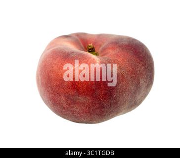 Ein flacher Pfirsich isoliert auf weißem Hintergrund Stockfoto