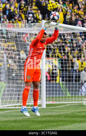 Samstag, 16. März 2019: Columbus Crew SC Torhüter Zack Steffen (23) in der zweiten Hälfte des Spiels zwischen dem FC Dallas und Columbus Crew SC im MAPFRE Stadium in Columbus OH. Obligatorischer Fotoausweis: Dorn Byg/Cal Sport Media. ..Columbus Crew SC 1 - FC Dallas 0 (Kreditbild: &Copy; Dorn BYG/CSM via ZUMA Wire) Stockfoto