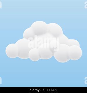 Eine verspielte Wolke im 3D-Zeichentrickstil mit einem schwungvollen, dynamischen Look mit einzigartiger organischer Form und einer weichen, matten Textur mit sanften Highlights. Stock Vektor
