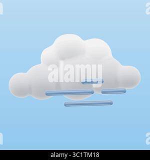 Flauschige Vektorwolken im 3D-Stil mit weichen horizontalen Nebellinien, perfekt für die Darstellung nebeliger oder nebeliger Wetterbedingungen. Stock Vektor