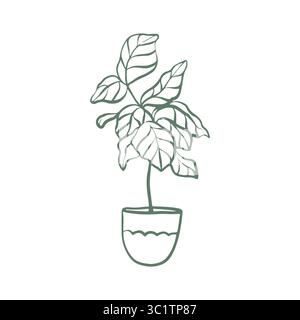 Boden Innenblume in einem Topf. Illustration einer Hauspflanze im Doodle-Stil. Vektorsymbol in grüner Farbe Stock Vektor