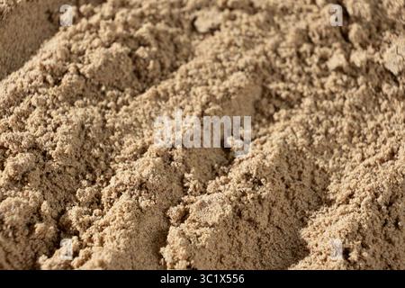 Gemahlenes Flachsmehl In Nahaufnahme. Natürlicher Brauner Superfood-Hintergrund. Stockfoto
