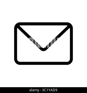 Umrandung des schwarzen Umschlags, Buchstabensymbol. Handgezeichnetes Bürosymbol Stock Vektor