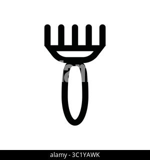 Wischpinsel Symbol, Rechen Pinsel, entwickelt, um mehrere Linien mit einem Strich zu erstellen. Einfache schwarze Umrissdarstellung. Handgezeichnetes Malwerkzeug Stock Vektor