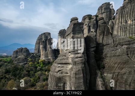 Meteora, Felsformation in der regionalen Einheit Trikala, in Thessalien, in Griechenland und eindrucksvollste Komplexe östlicher orthodoxer Klöster. UNESCO. Stockfoto