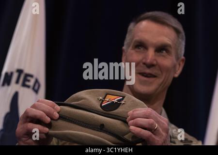 31. März 2019: Tampa, FL, Vereinigte Staaten - General Richard D. Clarke während seiner Aufstiegszeremonie als vier-Sterne-General und neuer Kommandeur des Special Operations Command während einer Zeremonie auf der MacDill Air Force Base am 29. März 2019 in Tampa, Florida. (Bild: © Lisa Ferdinando Via ZUMA Wire) Stockfoto