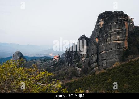 Meteora, Felsformation in der regionalen Einheit Trikala, in Thessalien, in Griechenland und eindrucksvollste Komplexe östlicher orthodoxer Klöster. UNESCO. Stockfoto