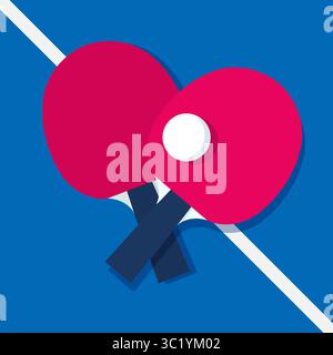 Tischtennis oder Tischtennis Hintergrund. Zwei Schläger und ein Ball. Vektorabbildung Stock Vektor