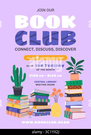 Poster „Book Club Vertical“. Stock Vektor