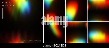 3D-Glasmorphismus-Glas mit irisierenden Farben auf dem Schwarz. Stock Vektor