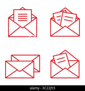 E-Mail-Symbol isoliert auf weißem Hintergrund. Öffnen Sie das Piktogramm des Kuverts. Line Mail-Symbol für Website-Design, App, ui. Vektorabbildung Stock Vektor