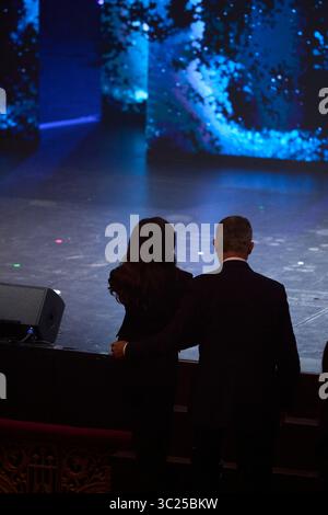 Barcelona, Katalonien, Spanien. Juli 2025. König Felipe VI. Von Spanien, Königin Letizia von Spanien nimmt am 23. Juli 2025 in Barcelona, Spanien, an der Gala der Princess of Girona Awards 2025 im Gran Teatre del Liceu Teil (Foto: © Jack Abuin/ZUMA Press Wire). Nicht für kommerzielle ZWECKE! Stockfoto