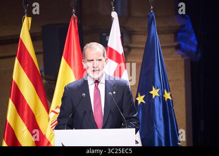 Barcelona, Katalonien, Spanien. Juli 2025. König Felipe VI. Von Spanien nimmt am 23. Juli 2025 an der Gala der Princess of Girona Awards 2025 im Gran Teatre del Liceu in Barcelona, Spanien Teil (Foto: © Jack Abuin/ZUMA Press Wire). Nicht für kommerzielle ZWECKE! Stockfoto