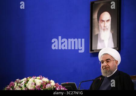 22. Mai 2017 - Teheran, IRAN - der iranische Präsident Hassan Rouhani hält eine Pressekonferenz in Teheran ab. (Bild: © Rouzbeh Fouladi/ZUMA Wire) Stockfoto