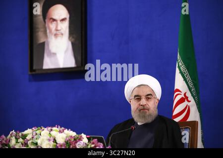 22. Mai 2017 - Teheran, IRAN - der iranische Präsident Hassan Rouhani hält eine Pressekonferenz in Teheran ab. (Bild: © Rouzbeh Fouladi/ZUMA Wire) Stockfoto