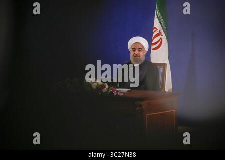 22. Mai 2017 - Teheran, IRAN - der iranische Präsident Hassan Rouhani hält eine Pressekonferenz in Teheran ab. (Bild: © Rouzbeh Fouladi/ZUMA Wire) Stockfoto