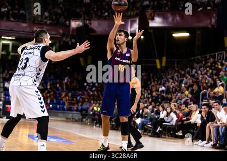 19. Mai 2019 - Barcelona, Barcelona, Spanien - Pierre Oriola, Platz 18 des FC Barcelona Lassa während des Liga Endesa Spiels zwischen dem FC Barcelona Lassa und Delteco GBC im Palau Blaugrana in Barcelona. Mai 2019. (Kreditbild: © AFP7 via ZUMA Wire) Stockfoto